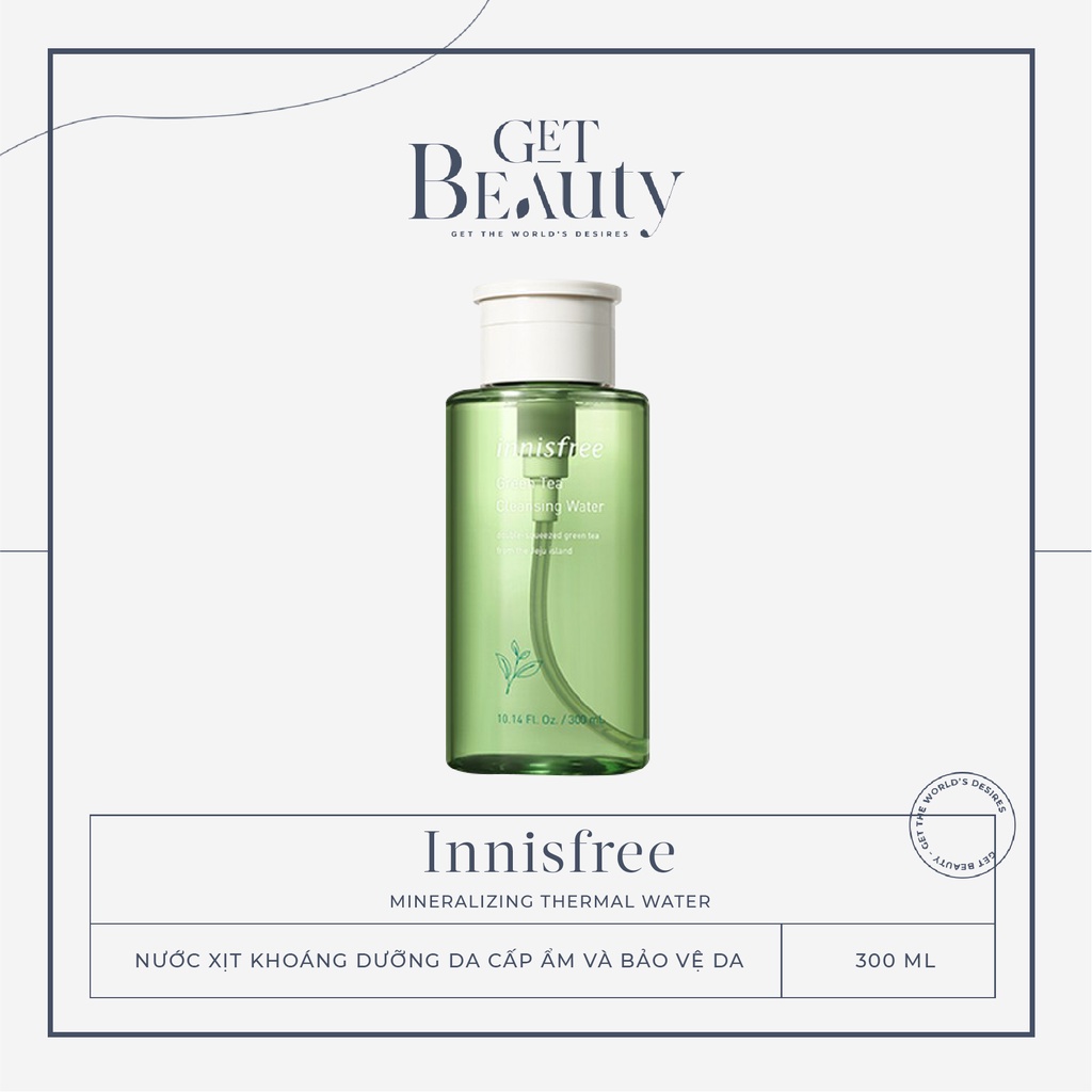 NƯỚC TẨY TRANG TRÀ XANH INNISFREE GREEN TEA CLEANSING WATER 300ML + TẶNG BÔNG TẨY TRANG INNISFREE