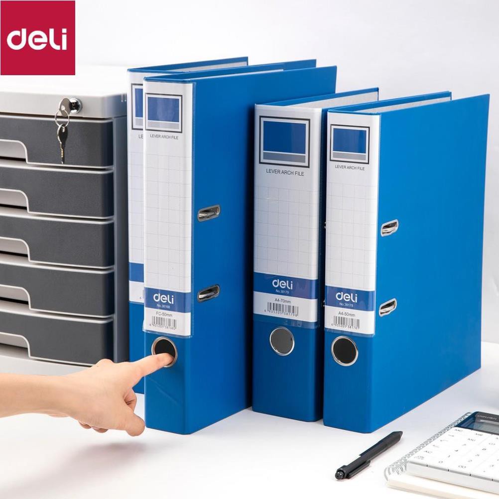 File càng cua Deli - Khổ A4 / FC - 5cm/7cm - Xanh dương - 1 chiếc - W38168 / W38169 / W38178 / W38179 [Deli]