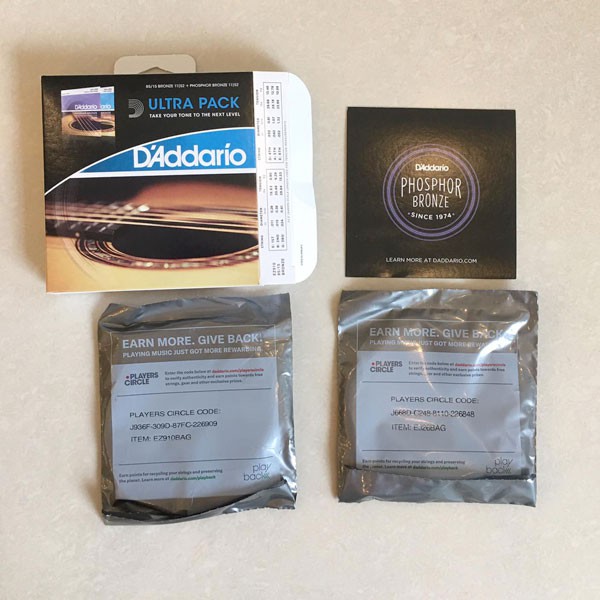 Combo 2 bộ dây đàn acoustic guitar D'addario EZ910 EJ26 Mỹ