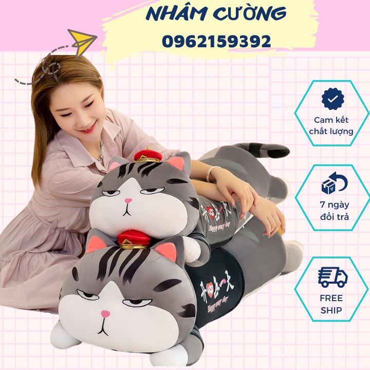 Gấu Bông Mèo Hoàng Thượng , Gối Ôm Thú Bông Mèo Quý Tộc Có 3 Size