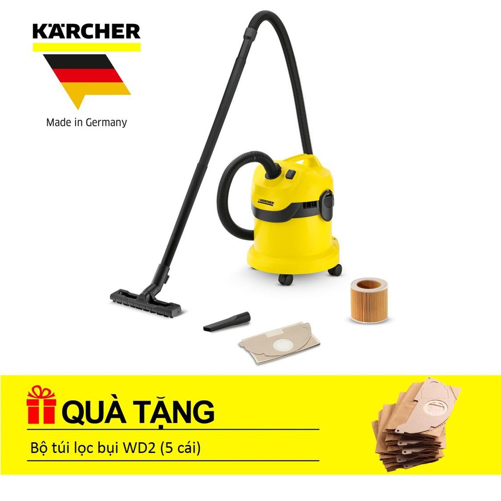 Máy hút bụi đa năng karcher WD 2 Cartridge Filter tặng túi lọc bụi WD 2