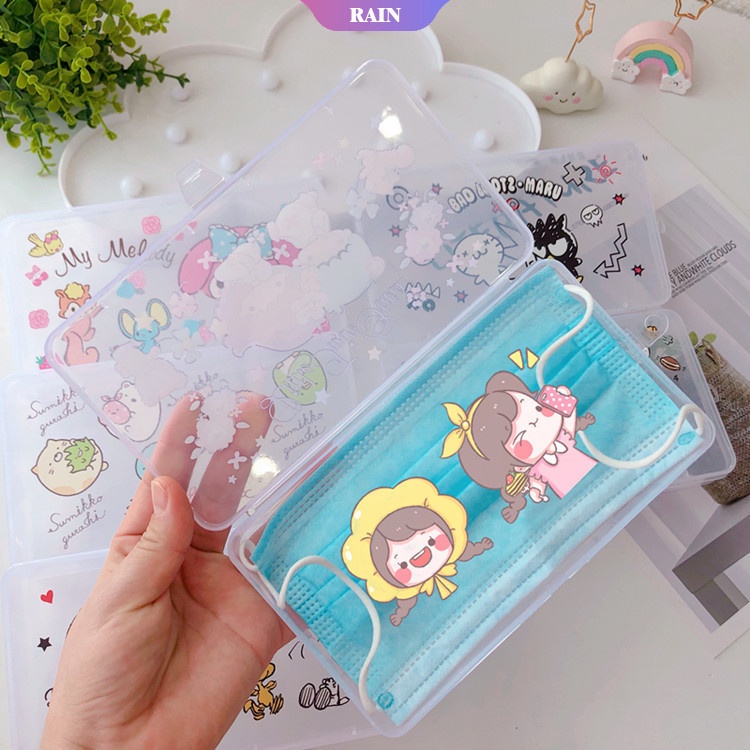 Hộp Đựng Khẩu Trang Trong Suốt In Họa Tiết Hello Kitty/ My Melody Kuromi Marvel Dễ Thương Dành Cho Bé
