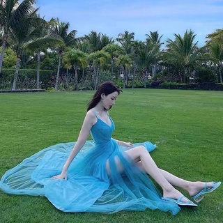 Đầm Sát Nách Phối Lưới Thời Trang Đi Biển