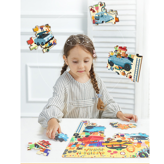 Đồ Chơi Ghép Hình Thiết Kế Dạng Vali Có Quai Xách Chủ Đề Garage ô tô Mideer - Garage Puzzle - MD3078 - 104pcs - 3Y+