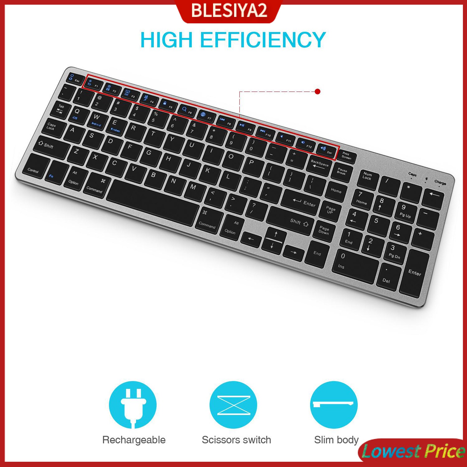 Bàn phím máy tính không dây bluetooth yên tĩnh 90% tiện dụng cho Windows iOS Android Điện thoại PC Desktop Notebook