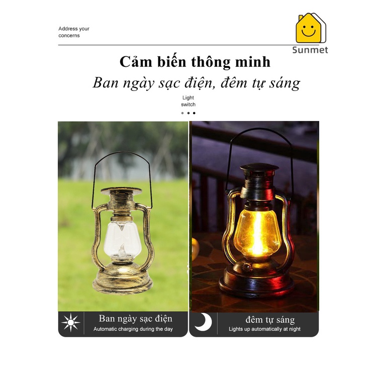 Đèn Bình Dầu Treo VINTAGE Trang Trí DECOR Sân Vườn Sử Dụng Năng Lượng Mặt Trời chống nước SUNMET.