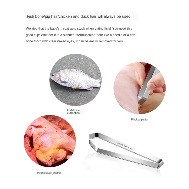 Nhíp gắp xương cá/nhổ lông thực phẩm bằng thép không gỉ tiện dụng cho nhà bếp, nhíp nhổ xương cá hồi