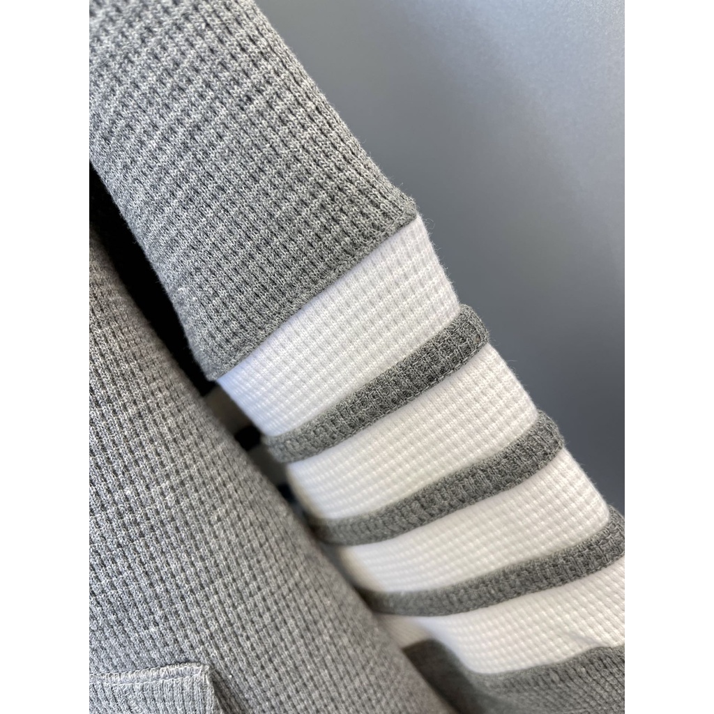 Áo khoác len TB THOM BROWNE SS21 Grey kẻ sọc hàn quốc kéo khóa chất liệu vải len tăm cao cấp unisex nam nữ form slim