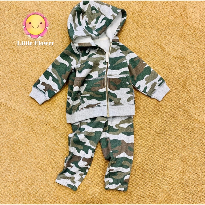 Bộ nỉ Carter's xuất xịn- Bộ nỉ bé trai áo kéo khoá kèm mũ size đại 6-14 tuổi