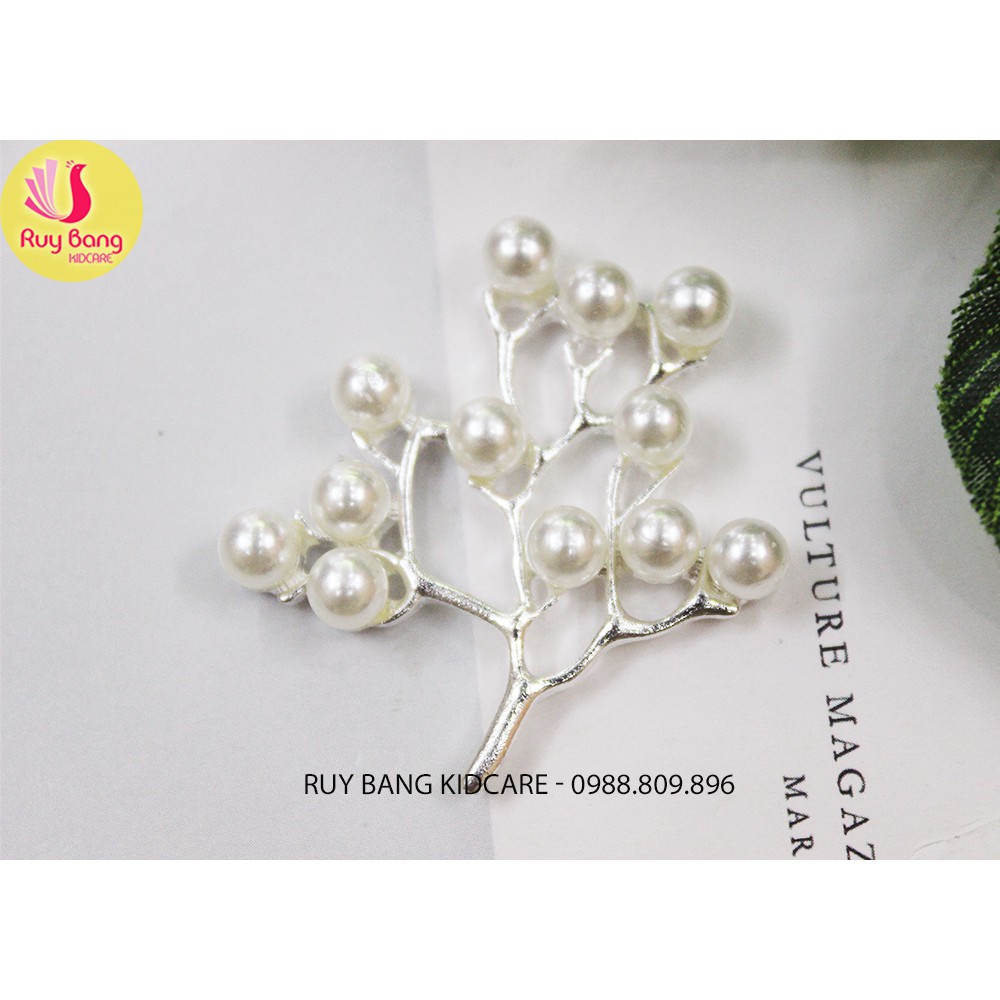 [Mã SKAMLTSM9 giảm 10% đơn 99K] Cành lá kim loại, center đá đính hoa vải handmade