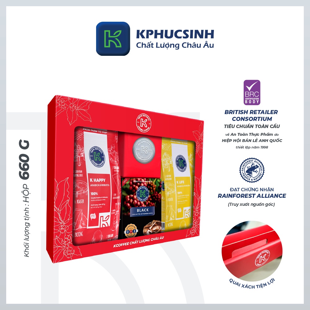 Combo hộp quà cà phê rang xay Love Box 3 KPHUCSINH - Hàng Chính Hãng