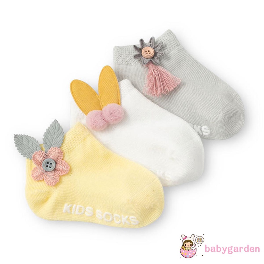 3 Cặp vớ cotton Babygarden ngắn chống trượt thoáng khí mùa hè cho bé