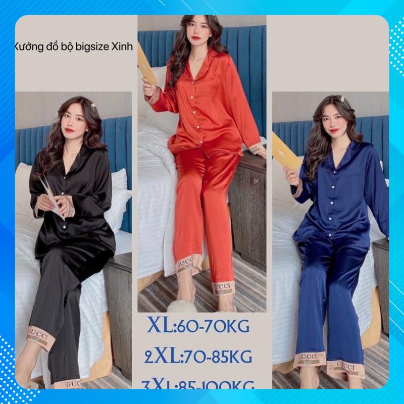Đồ bộ bigsize 50-100kg đồ bộ tay dài lụa satin mềm mát in 3D