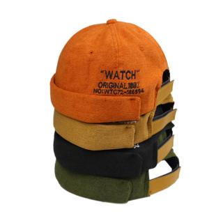 Japanese fashion embroidered plain leather melon hat in autumn and winter