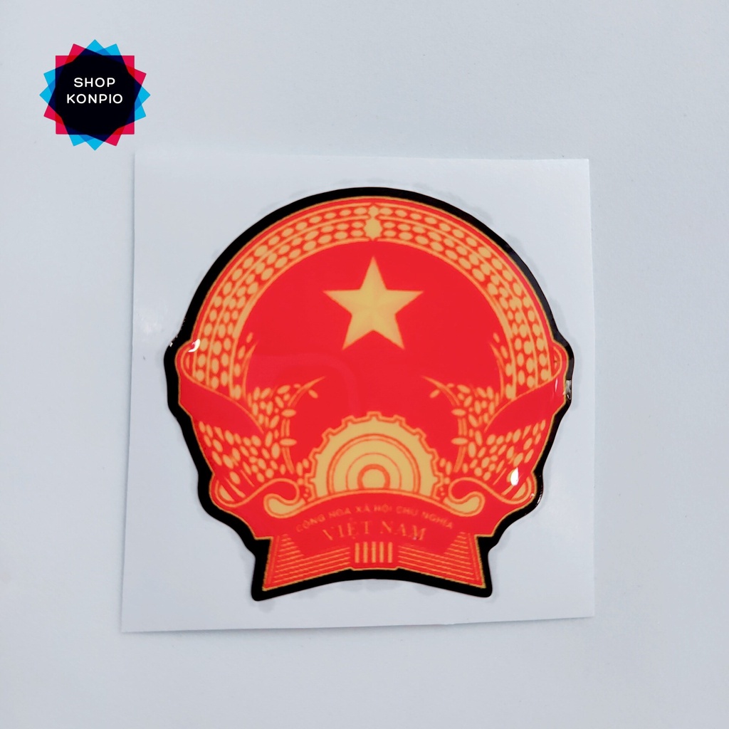 (Giá 1 Tem) Tem Đảng ( Tem Quốc Huy ) In Nổi Dán Xe Máy Chống Thấm Nước Chống Bay Màu