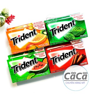 [Chính hãng] Kẹo Gum Cao Su Không Đường Trident 26.6g 14 Tép Hương Bạc Hà, Dưa Hấu, Quế Trái Cây Nhiệt Đới USA - Mỹ