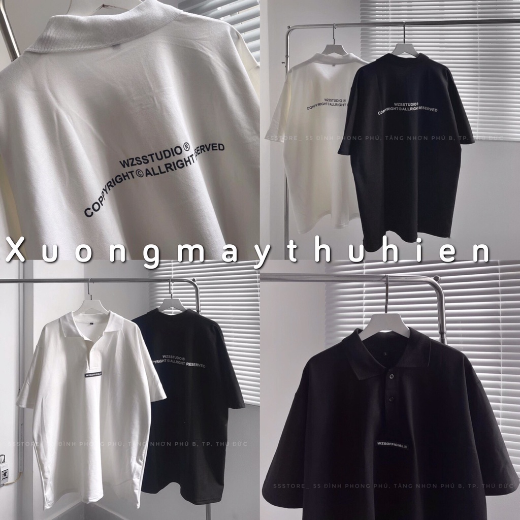 Áo thun tay lỡ cổ polo STUDIO dáng rộng trẻ trung cá tính/ Áo thun nam nữ oversize mặc đôi, mặc nhóm_xuongmaythuhien