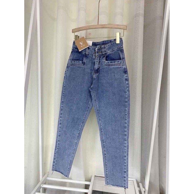 Quần Bò Cạp Cao Tôn Dáng💖FREESHIP💖GIAM 10K- Quần Jean ống suông 2 Khuy Túi Thẳng Loại Đẹp[Hình Chụp Thật] | BigBuy360 - bigbuy360.vn