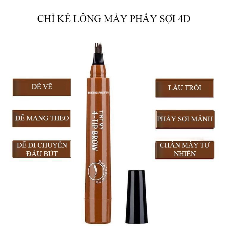 Bút chì kẻ lông mày phẩy sợi 4D MKING PRETTY chống nước siêu lâu trôi DUCAMI CM02