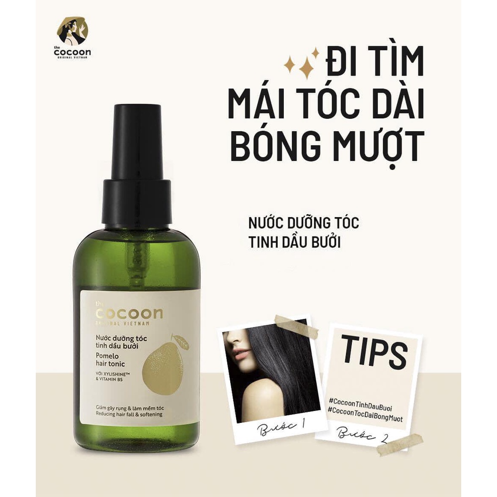 Xịt dưỡng tóc tinh dầu bưởi Cocoon nước dưỡng tóc mọc tóc bưởi giúp tóc mềm mượt giảm gãy rụng 140ml