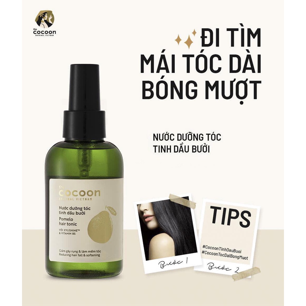 Xịt Dưỡng Tóc Cocoon mềm mượt kích thích mọc tóc tinh dầu vỏ bưởi COCOON