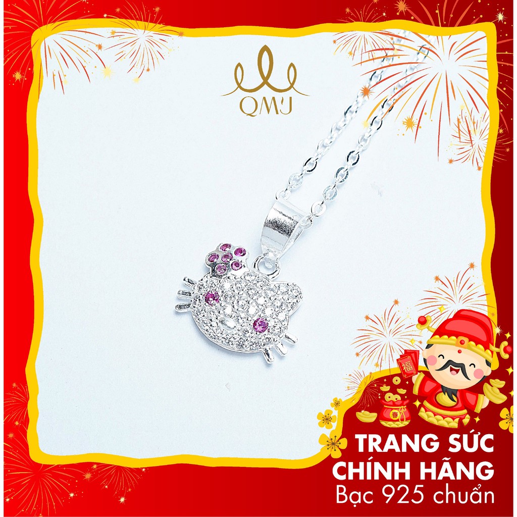 Dây chuyền bạc QMJ Mèo hello kitty xinh đẹp cho bé, bạc 925 cao cấp - Q163