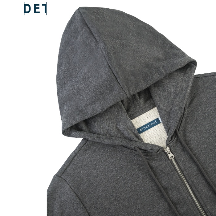 Áo khoác nam Hoodie DETERMINANT vải da cá - kháng khuẩn - ngăn mùi - màu xám - Heather Grey [DETH01]