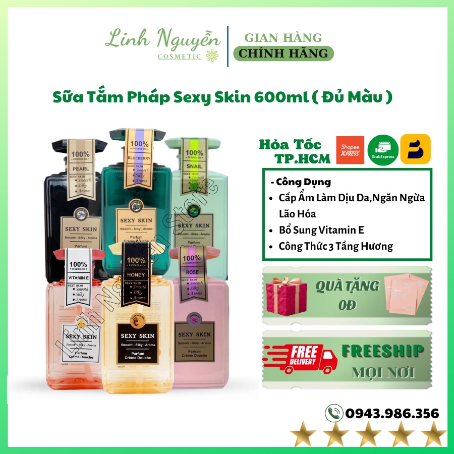 Sữa Tắm Pháp Lưu Hương Dưỡng Ẩm Hương Nước Hoa Sexy Skin 600ml Chính Hãng