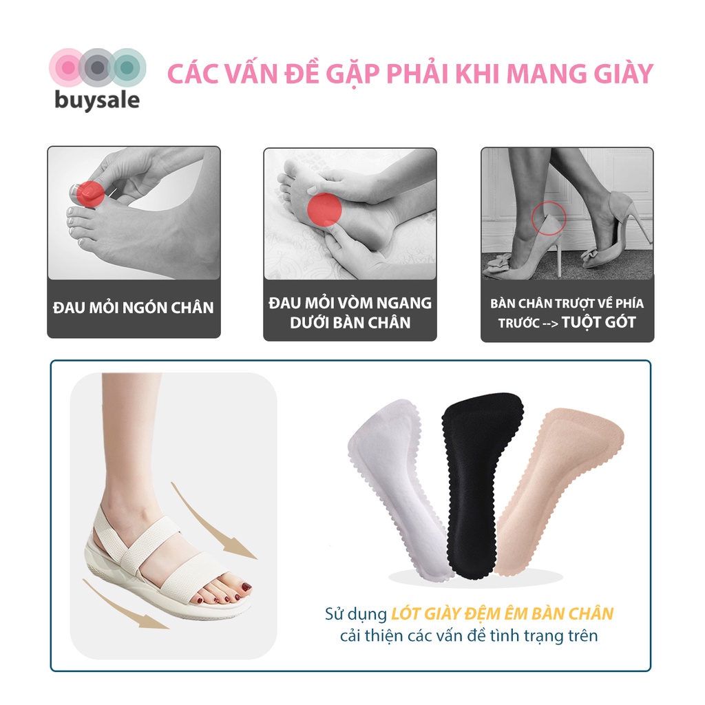 1 cặp lót giày sandal, giày cao gót chất liệu mút EVA ép mặt da, có kéo dán chống trượt - BuySales - BSPK273