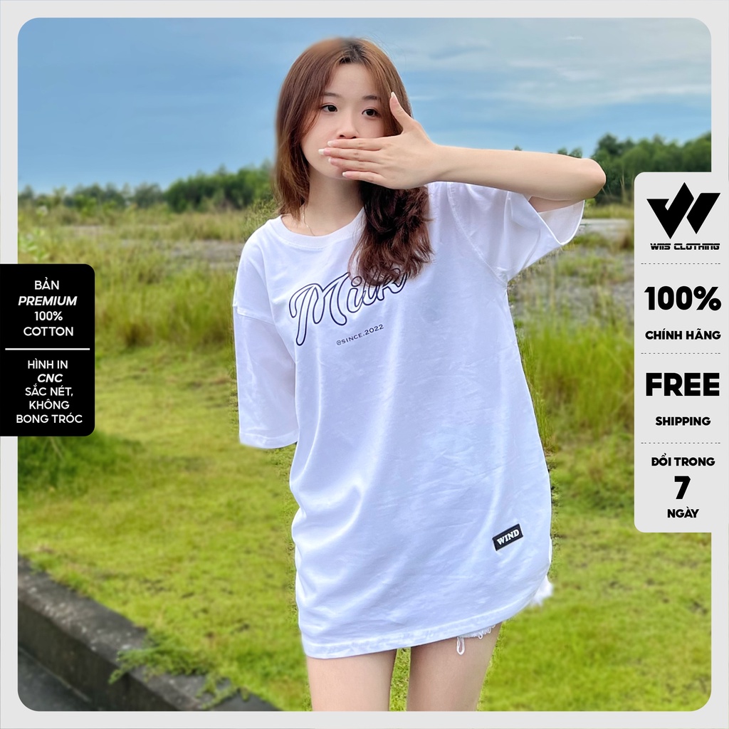 Áo thun tay lỡ unisex form rộng WIIS phông oversize cotton 65% Milk nam nữ