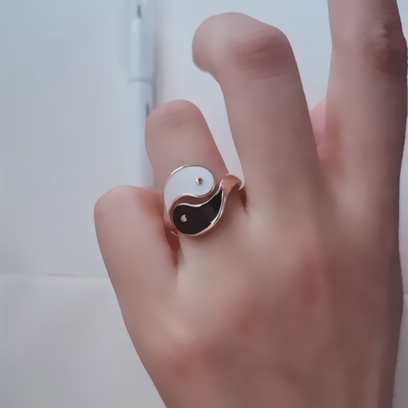 Nhẫn Hở Hình Bát Quái Âm Dương Phong Cách Gothic Sáng Tạo Có Thể Điều Chỉnh Thời Trang Unisex