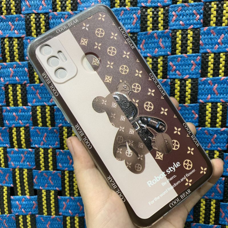 Ốp lưng Tecno Spark 7 / spark 7T dẻo trong in hình gấu Bearbrick doremon siêu dễ thương bảo vệ camera