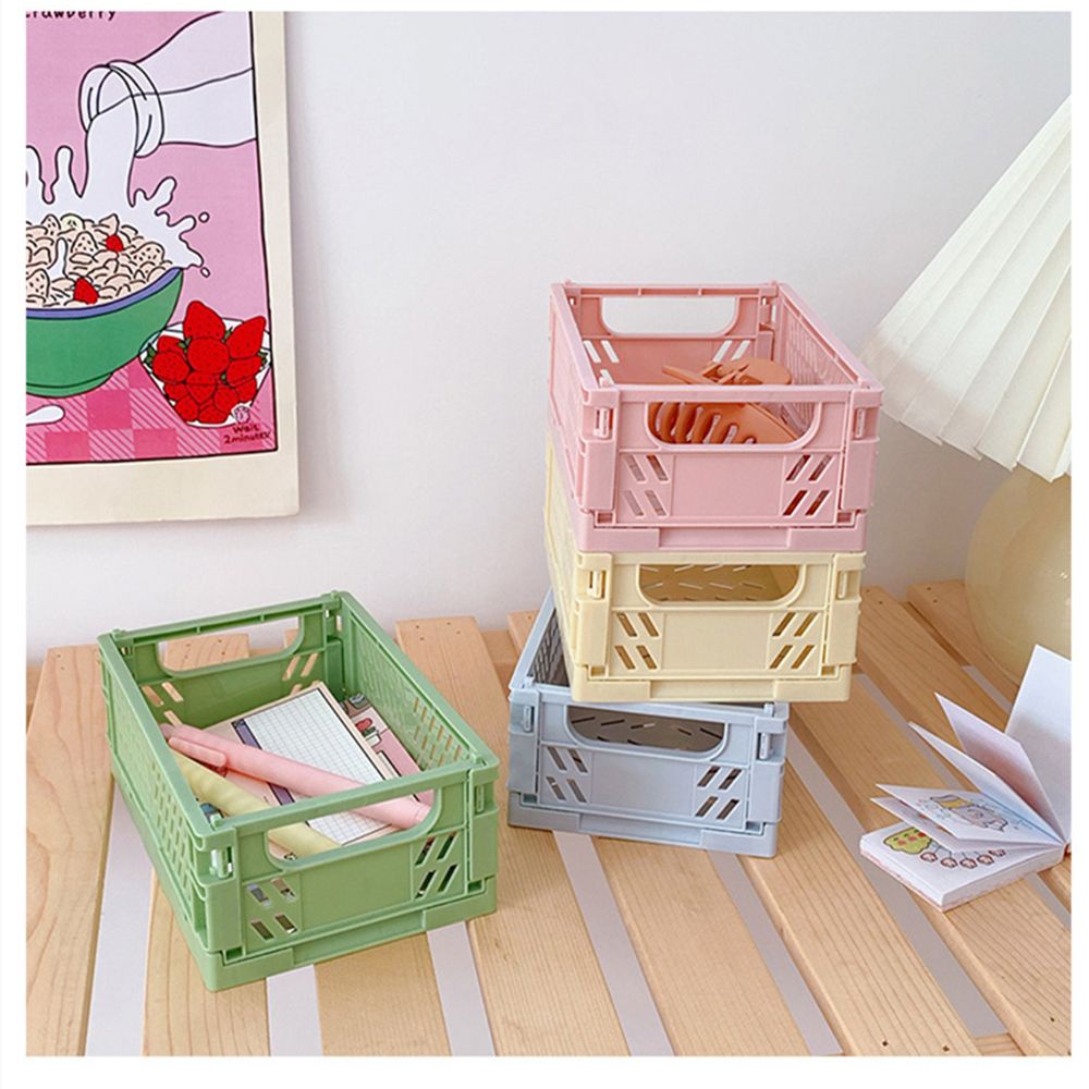 Hộp Nhựa Đựng Đồ Dùng Để Bàn Nhiều Màu Sắc Có Thể Gấp Gọn Tiện Dụng Cho Nhà Tắm / Văn Phòng