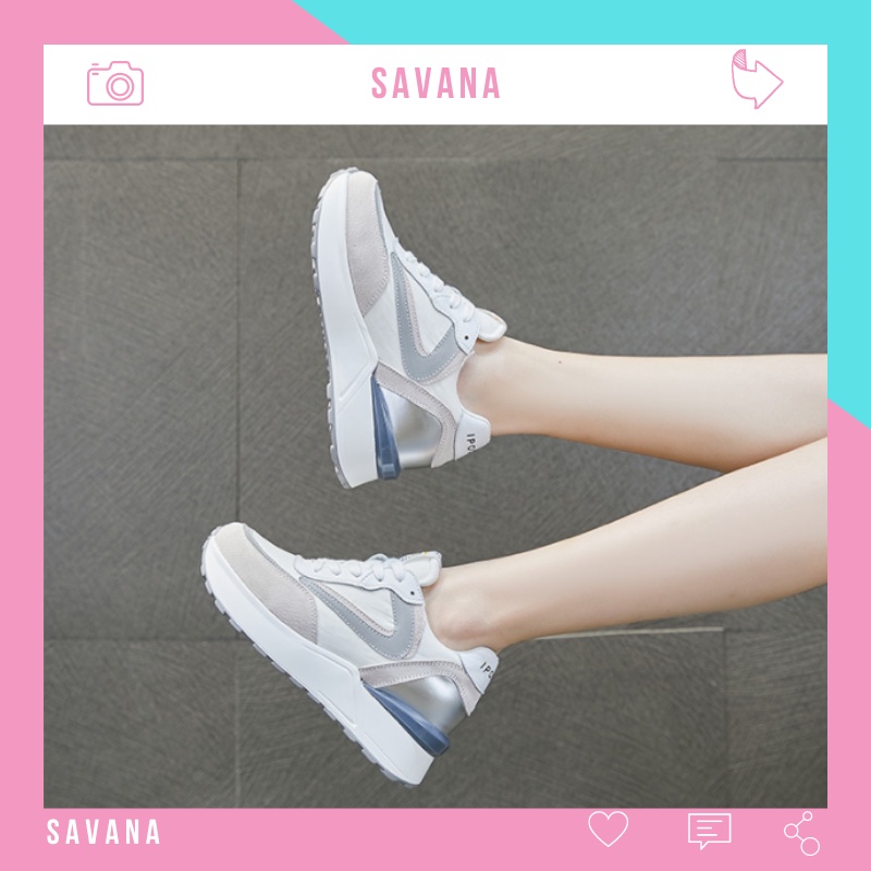 Giày thể thao nữ độn đế loang màu on top sneaker thời trang Savana GTT12