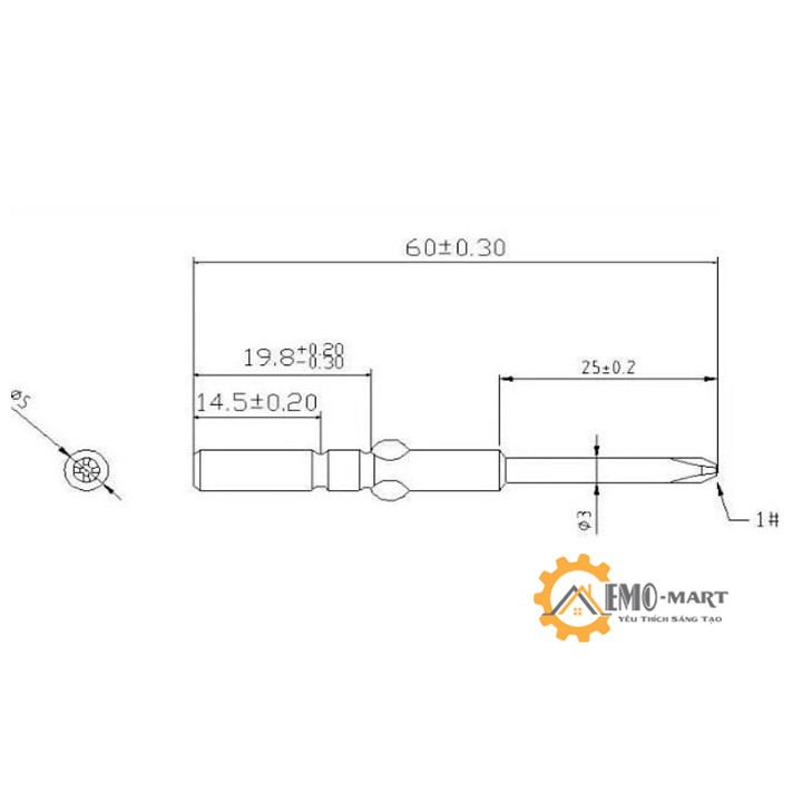 Bộ 10 đầu vặn vít 4 cạnh cao cấp trục 5mm