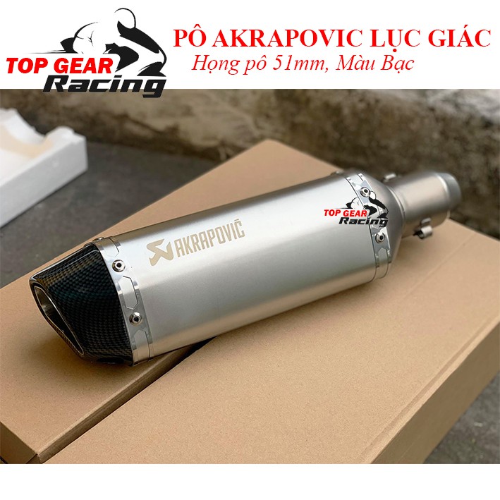 Pô Akrapovic Lục Giác Có Tiêu Giảm Thanh và Tem Trang Trí <TOPGEAR>