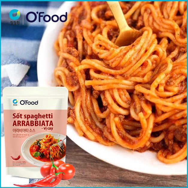 Sốt Spaghetti Arrabbiata vị cay và vị nguyên bản O'food 120g, sốt mì Ý