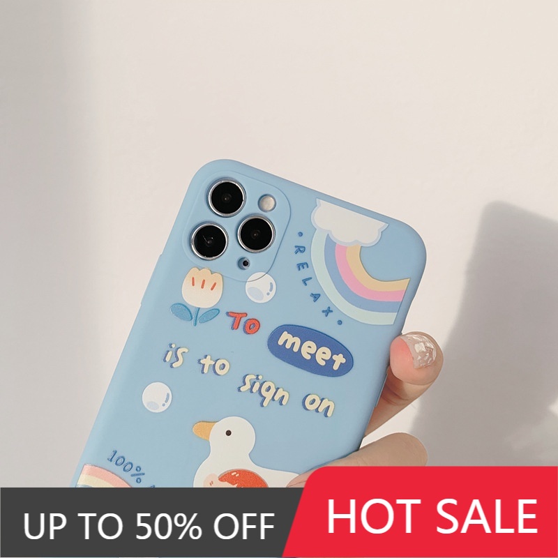 Iphone Vỏ Điện Thoại Vỏ Sò Vỏ Bảo VệPhone Case Lucky Duck Iphone12 Personality Animal Apple Xs Suitable For 11promax All-inclusive Camera XR Skin Feel 8p Hình Ảnh Hoạt Hình