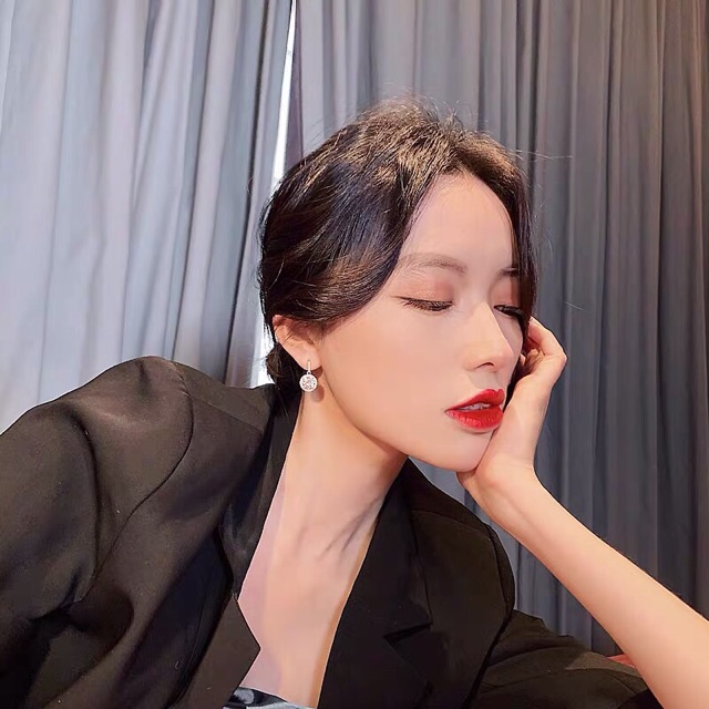 Khuyên tai móc treo đá 9-10ly nhân tạo viền đá nhỏ bạc thật mạ vàng trắng cao cấp sắc nét