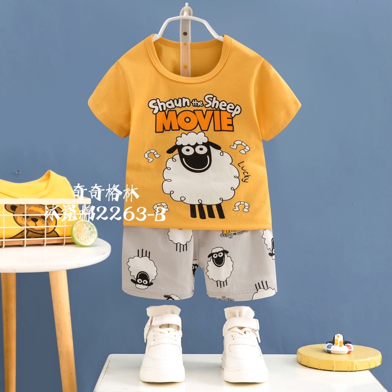 (size nhí)Đồ Bộ Cộc Tay size 1-5tuổi, Đồ Bộ Ngắn Tay Chất Thun Cotton Cho Bé Gái 9-15kg