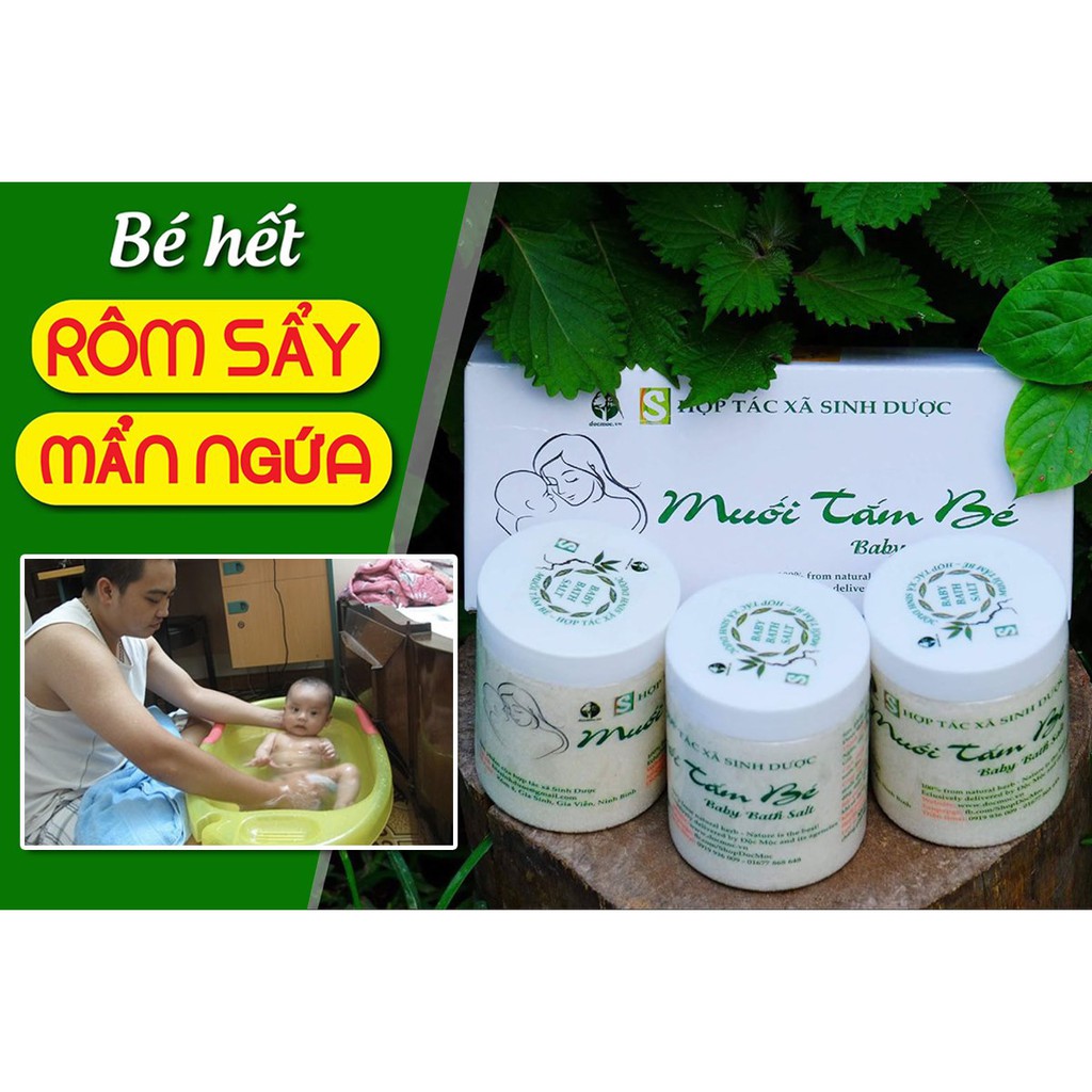 Muối tắm bé Sinh Dược 450gr + Cao thoa da bé - Sạch rôm sảy, chàm sữa, hăm da. Mẹ khỏi lọ mọ tìm lá tắm cho bé