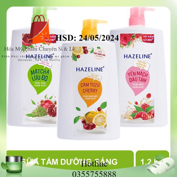 Sữa Tắm Hazeline Dưỡng Thể Thiên Nhiên Trắng Sáng Da Matcha Lưu Đỏ 1.2 Kg