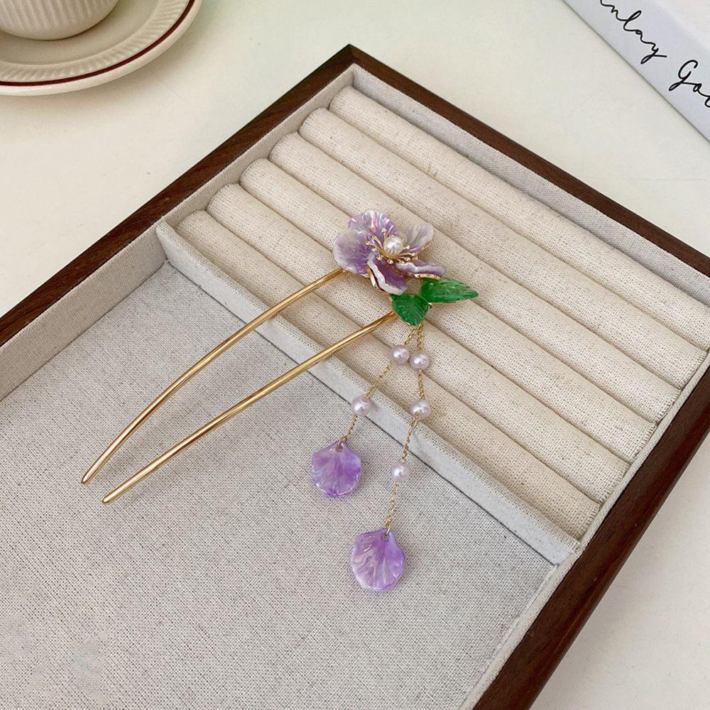 Trâm Cài Tóc Hình Hoa Và Bướm Màu Ngà Phong Cách Trung Hoa Thanh Lịch Cho Nữ