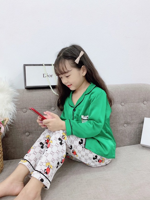 Bộ pijama lụa satin loại 1(6-20kg)