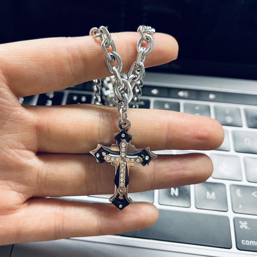 Vòng cổ Thép Titan Dày Phong Cách Punk Vintage Sáng Tạo Cho Nam