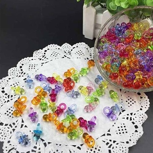 Set 50 Núm Vú Giả Mini Bằng Nhựa Trong Suốt Dùng Để Trang Trí Tiệc Mừng Em Bé