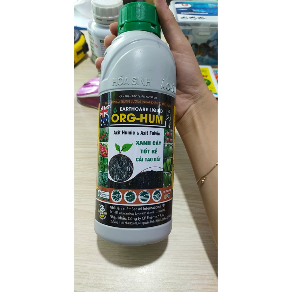 ORG-HUM Bổ Sung Humic Acid và Fulvic Acid Bụng Rễ Bật Mầm, Xanh Lá chai 1lít