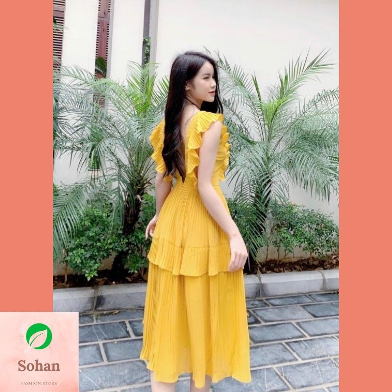 Váy xòe Maxi 2 tầng hở lưng  - Đầm MAXI đi biển thiết kế - Hàng cao cấp| FREESHIP TOÀN QUỐC | BigBuy360 - bigbuy360.vn