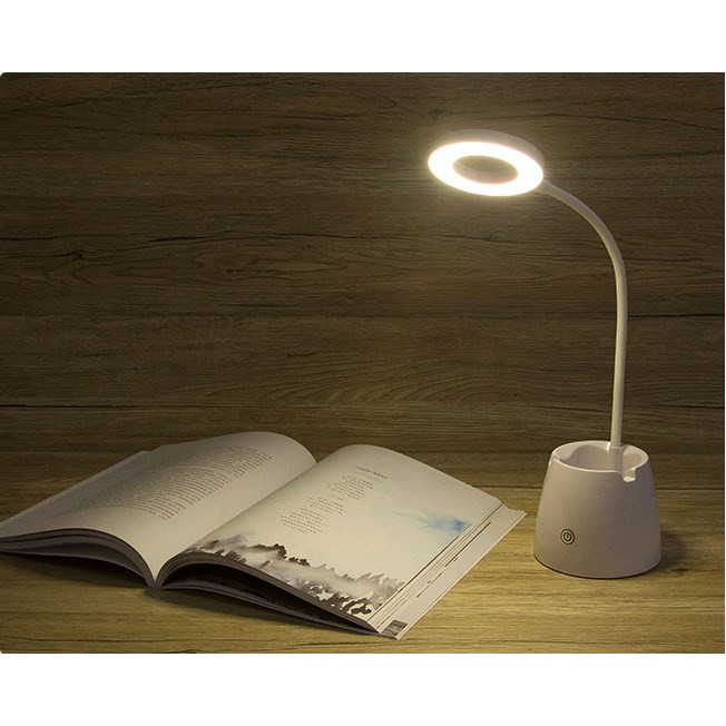 Đèn LED để bàn đa năng sạc USB, 2 ánh sáng trắng - vàng, pin sạc 3-6h, kèm củ sạc
