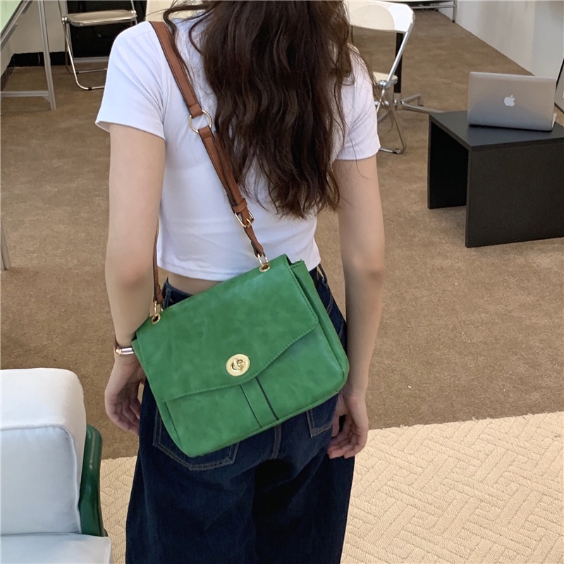 Túi đeo chéo messenger IELGY thiết kế kết cấu mịn phong cách đơn giản retro đa năng thời trang